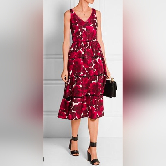 Marc Jacobs 100% Silk Tiered Sleeveless Floral Dress Formal Cocktail Size 2 - Picture 1 of 10